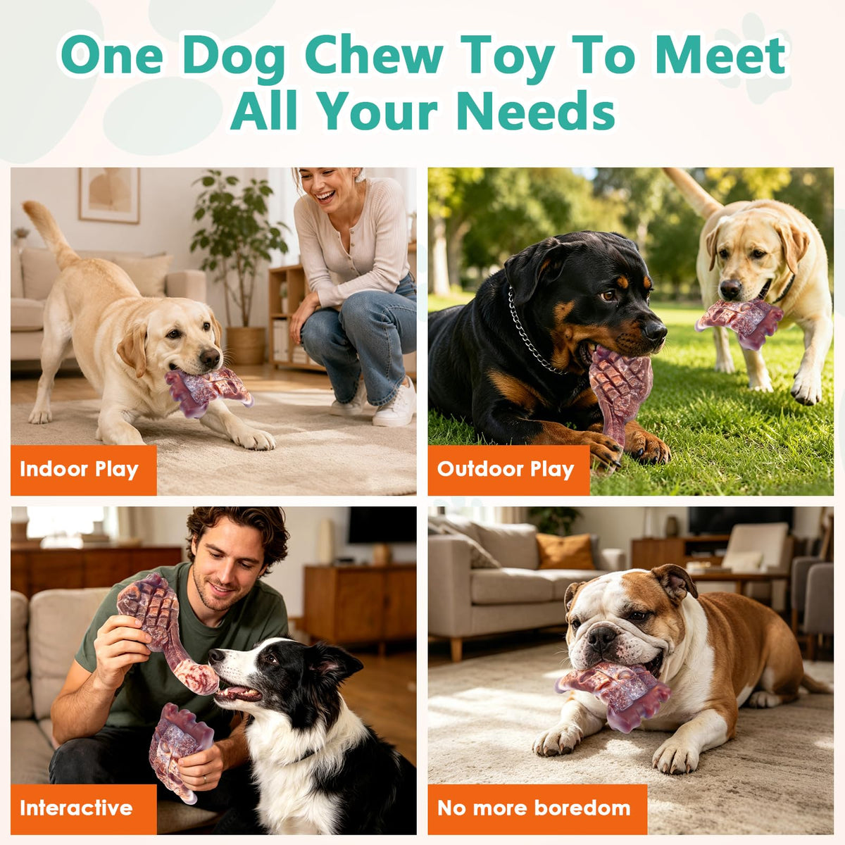 Tough Dog Chew Toys, 2 Pack Hard Nylon Bone C65470