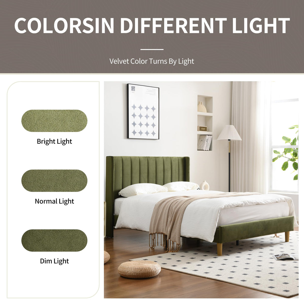 Queen Bed Frame with Upholstered Headboard J69759