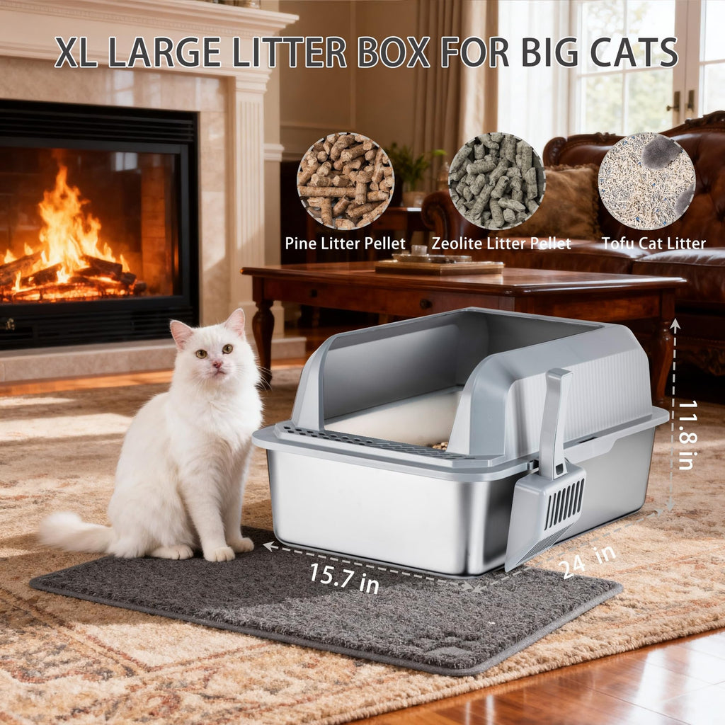 Stainless Steel Sifting Litter Box with Lid U834