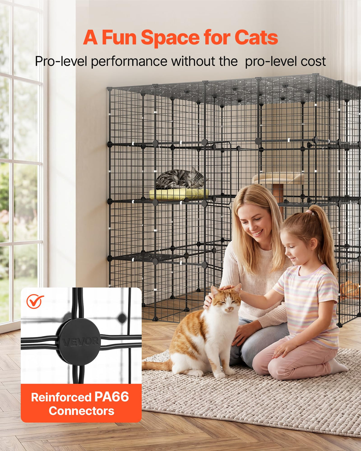 4-Tier Metal Wire Cat Cage with 3 Doors W676