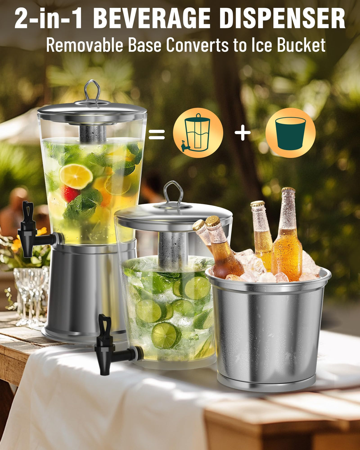 Stainless Steel Beverage Dispenser with Stand, 2 Gallons K40562