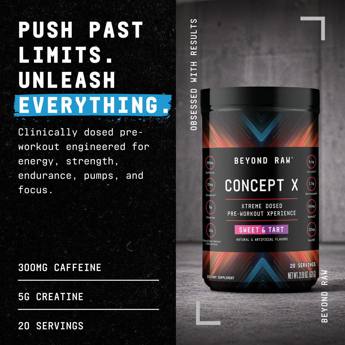 Pre-Workout Powder with Caffeine, L-Citrulline, Creatine, Beta-Alanine, 20 Servings I5818