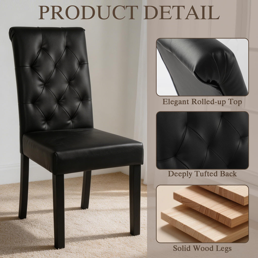 Black Upholstered Dining Chairs Set of 2 K449