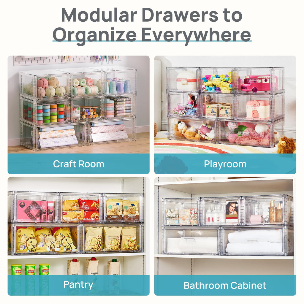Clear Stackable Storage Drawers 4 Pack 15QT L74834