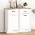 White Wooden Double Tilt Out Trash Cabinet B491
