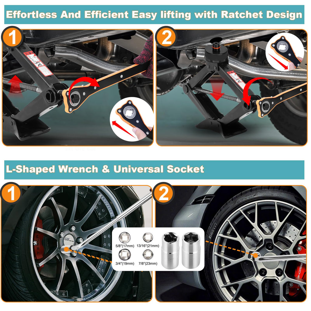 Scissor Jack Kit with Lug Wrench and Jack Pad B8745