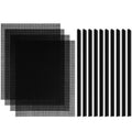 Black 4 Pcs Plastic Mesh Sheets W5291