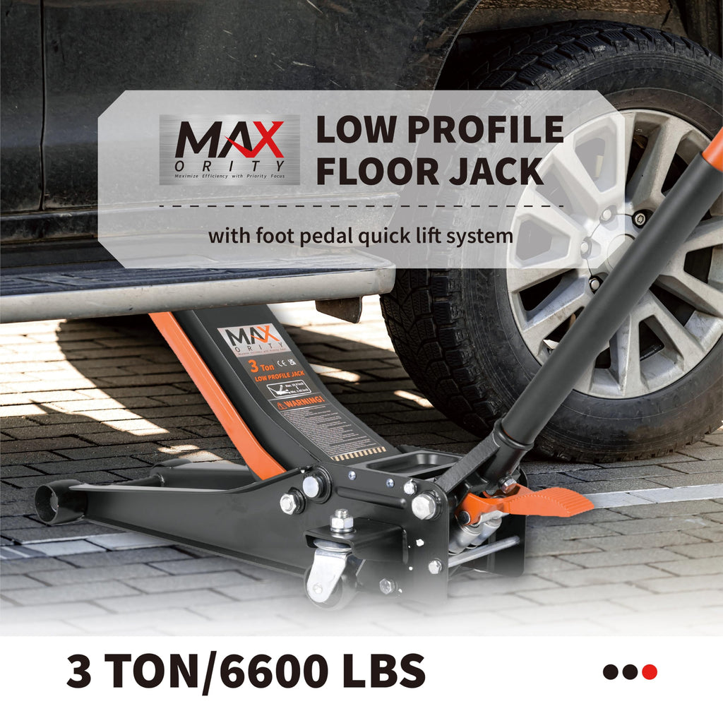 3-Ton Low-Profile Dual Pistons Steel Floor Jack V450