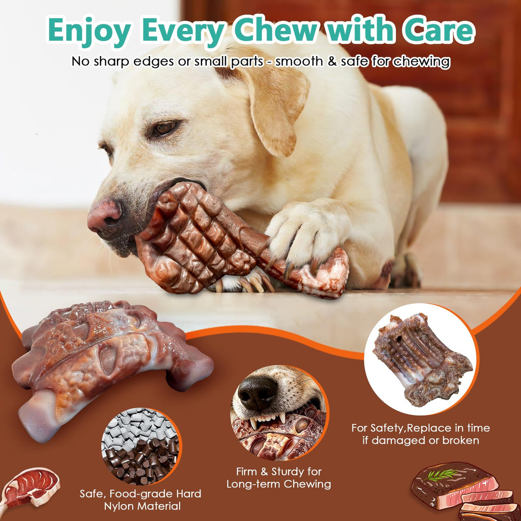 Tough Dog Chew Toys, 2 Pack Hard Nylon Bone C65470