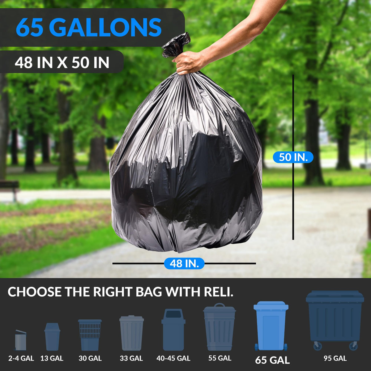 65 Gallon Heavy Duty Trash Bags P659