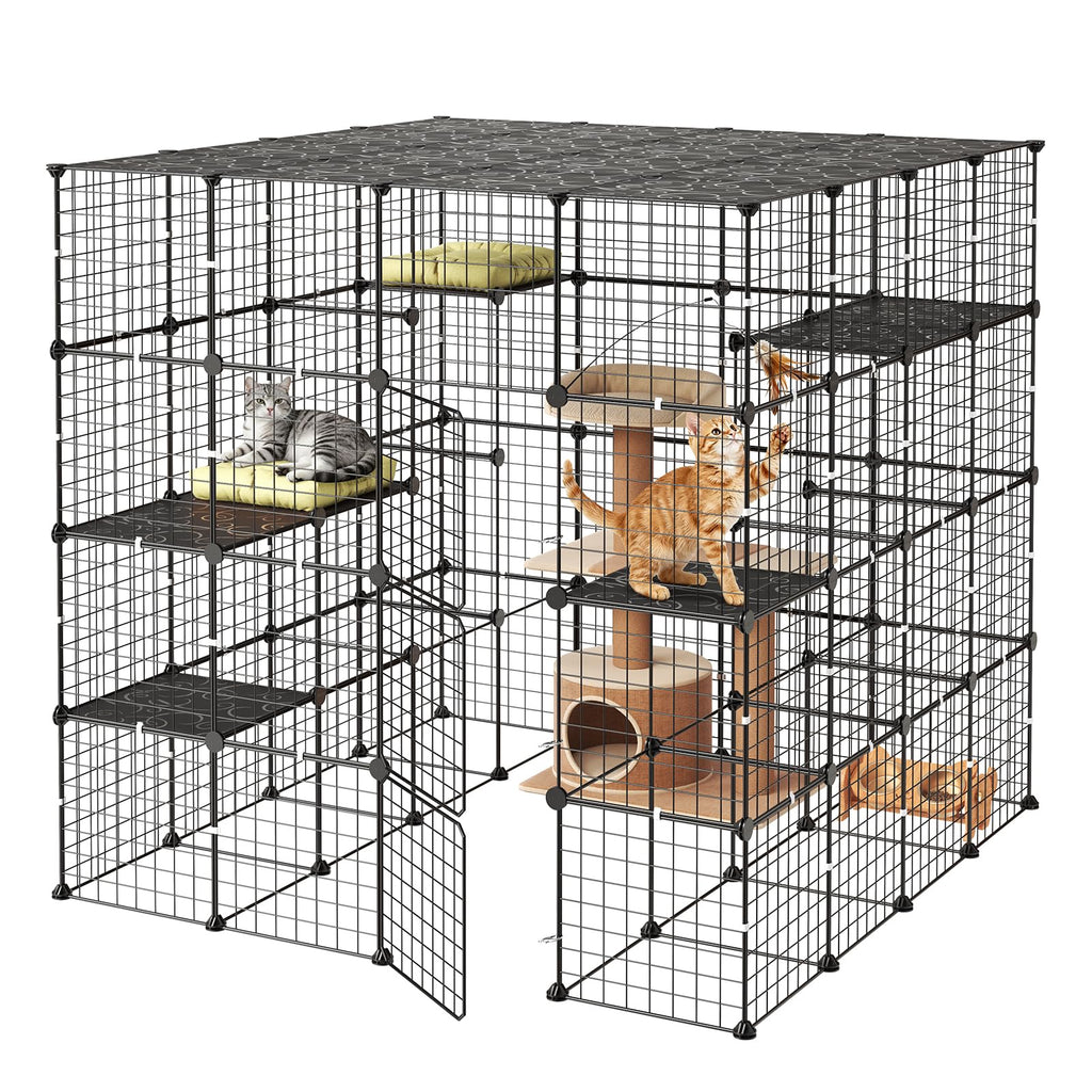 4-Tier Metal Wire Cat Cage with 3 Doors W676