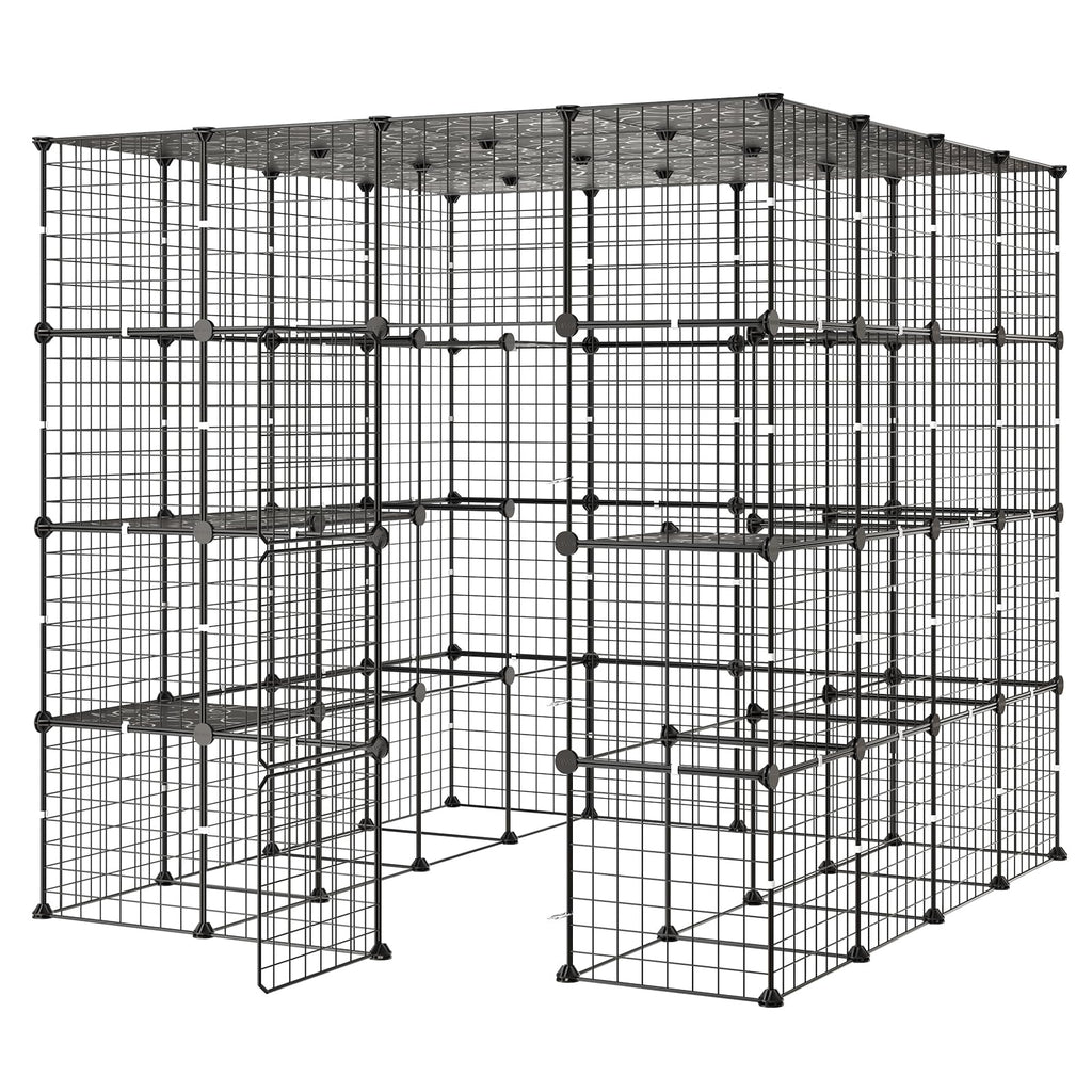 4-Tier Metal Wire Cat Cage with 3 Doors W676