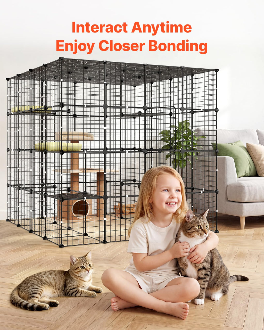 4-Tier Metal Wire Cat Cage with 3 Doors W676