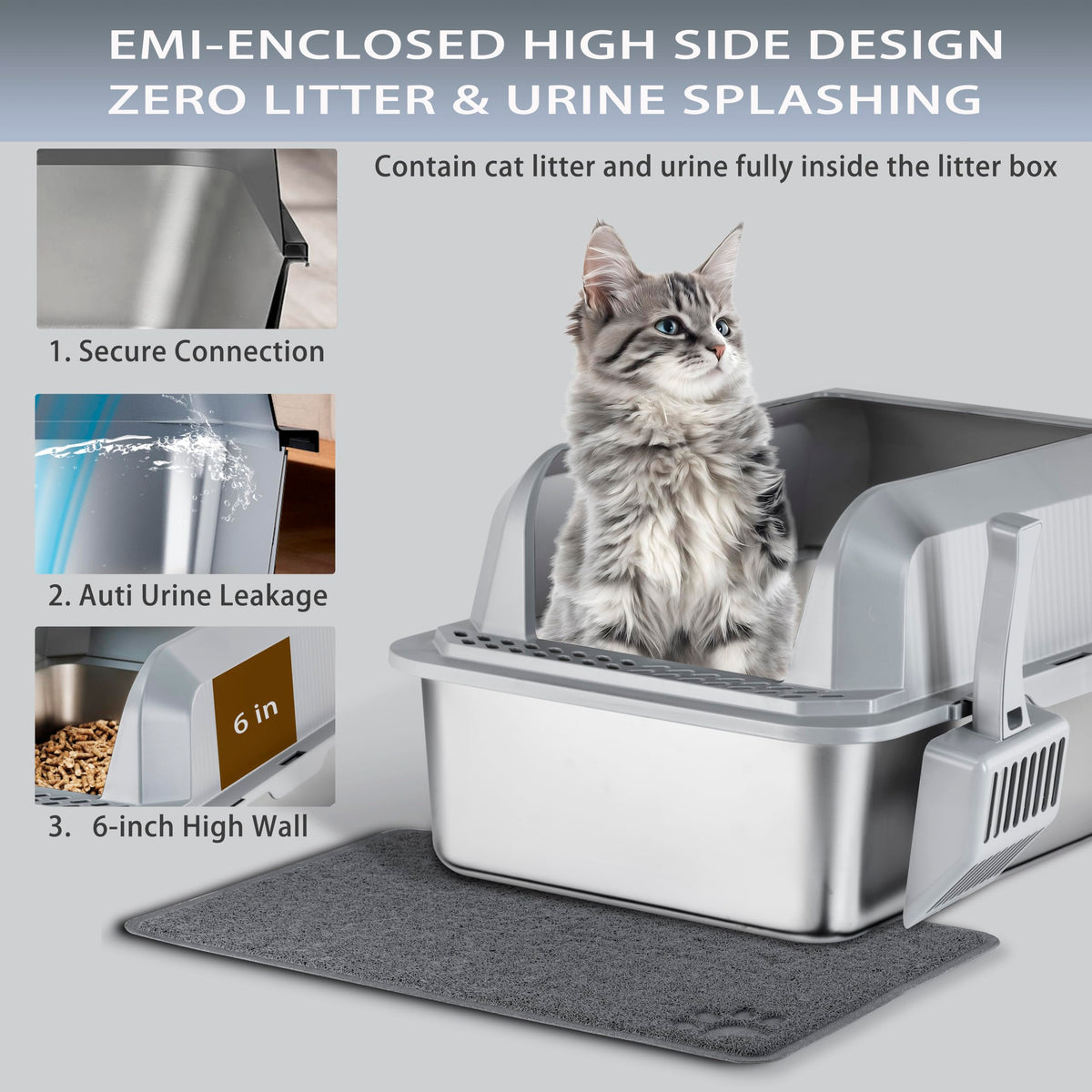 Stainless Steel Sifting Litter Box with Lid U834