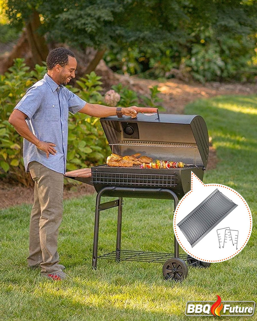 27 inch Porcelain-coated Steel Ash Pan with 2pcs Fire Grate Hanger L364