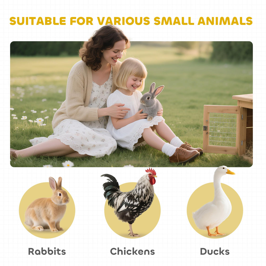 Wooden Rabbit Hutch with Wheels A423628