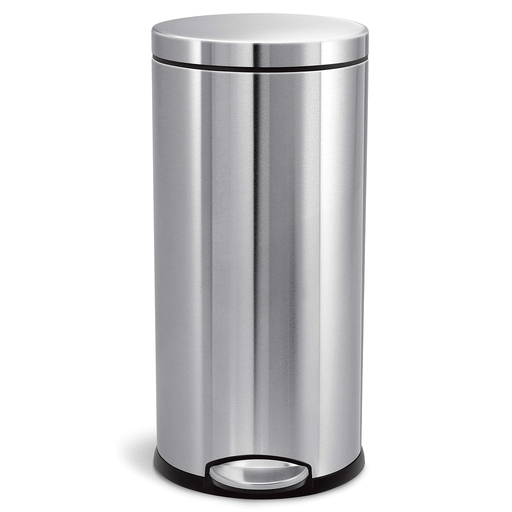 30L Brushed Stainless Steel Round Step Trash Can S919