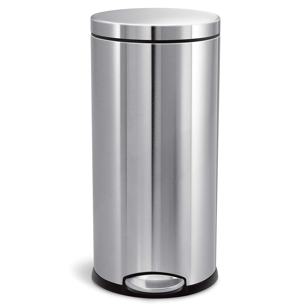 30L Brushed Stainless Steel Round Step Trash Can S919