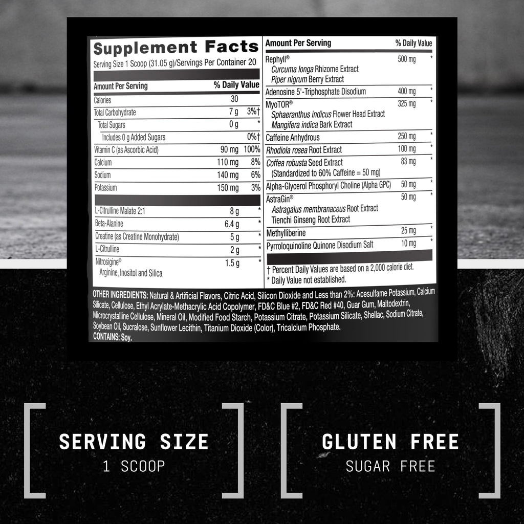 Pre-Workout Powder with Caffeine, L-Citrulline, Creatine, Beta-Alanine, 20 Servings I5818
