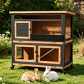 2-Story Wooden Rabbit Hutch with Wheel Y87563