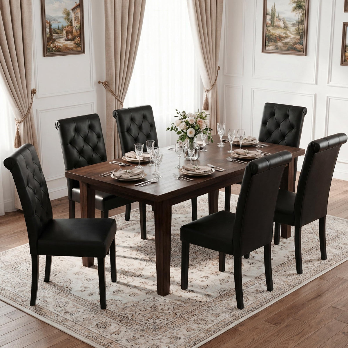 Black Upholstered Dining Chairs Set of 2 K449