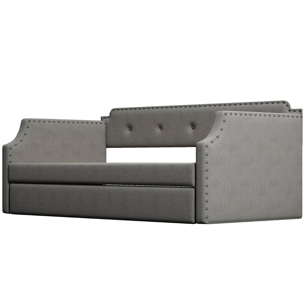 Gray Linen Upholstered Twin Daybed with Trundle X867