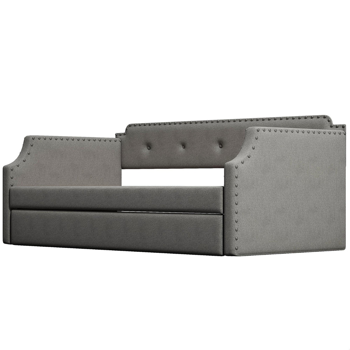 Gray Linen Upholstered Twin Daybed with Trundle X867