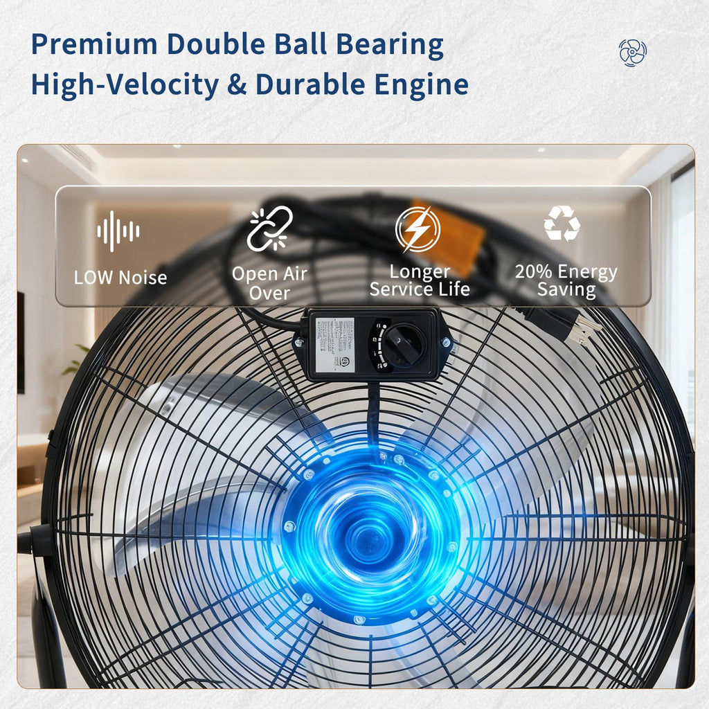 20 Inch 3 Speeds High Velocity Metal Floor Fan J47420