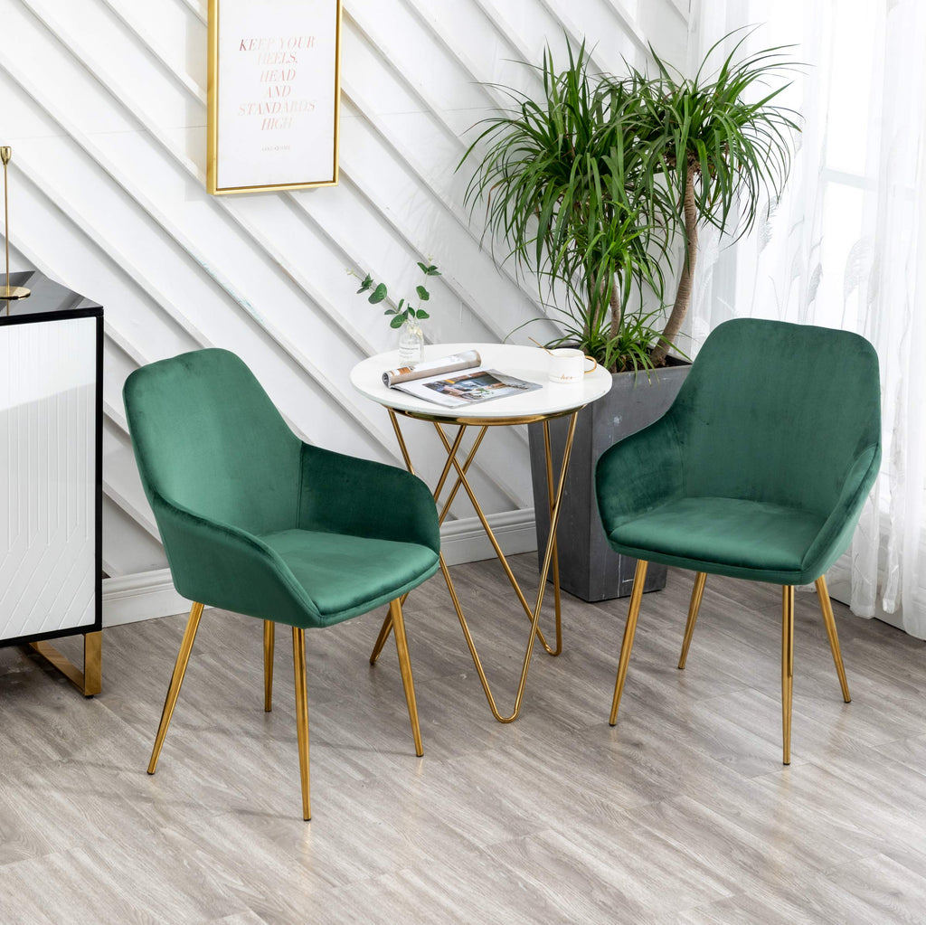 Set of 2 Green Velvet Upholstered Accent Chair E39407