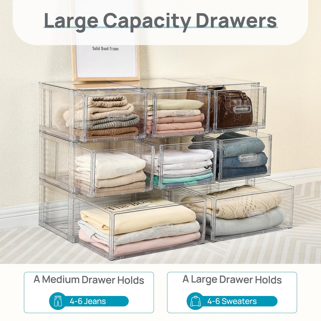Clear Stackable Storage Drawers 4 Pack 15QT L74834