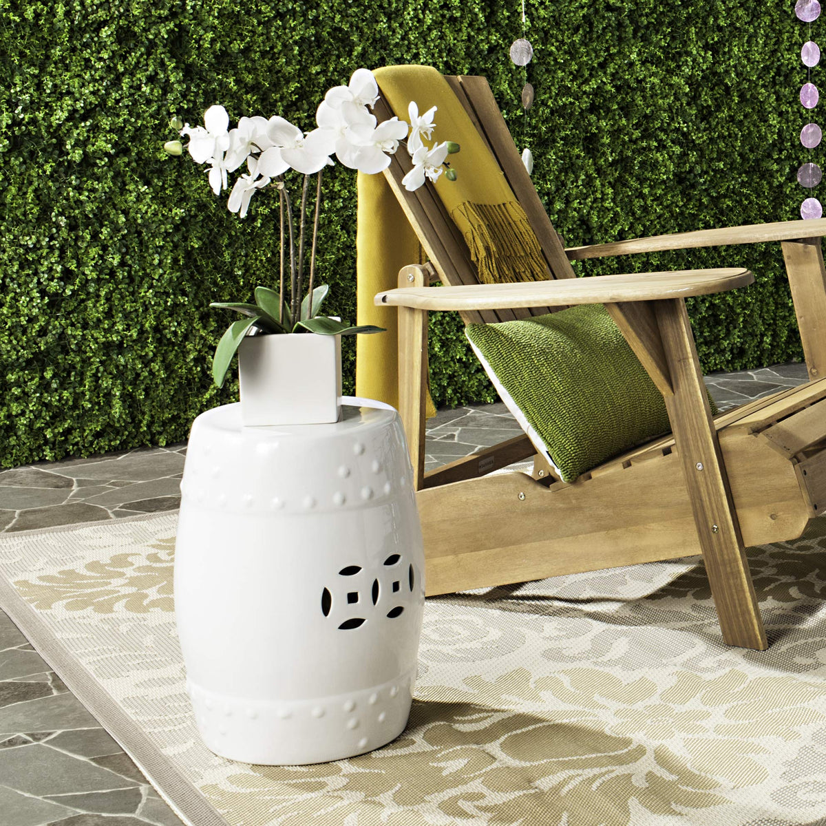 White Ceramic Garden Stool A874