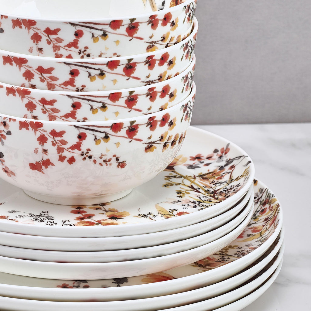 12 Piece Floral Bone China Dinnerware Set P6716