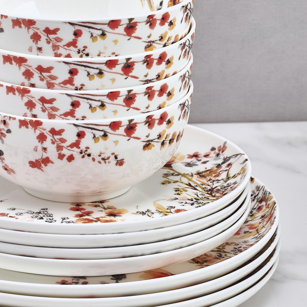 12 Piece Floral Bone China Dinnerware Set P6716