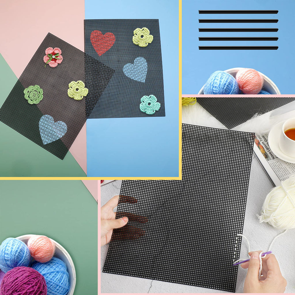 Black 4 Pcs Plastic Mesh Sheets W5291