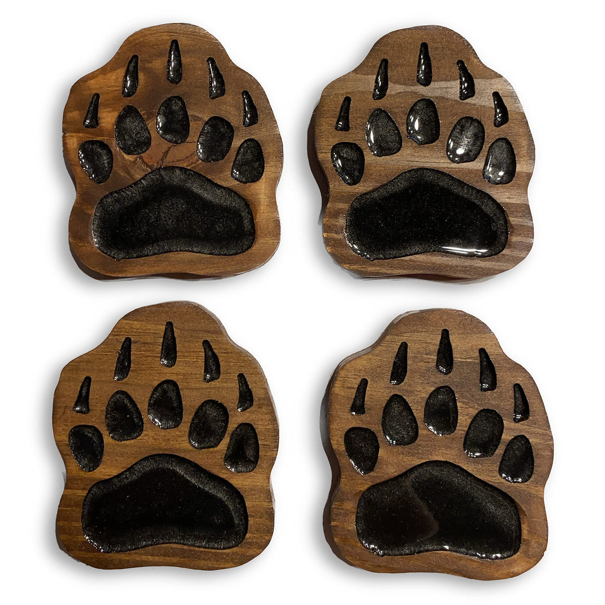 Coaster Set of 4 Handmade Wood with EPOXY Inlay H68339