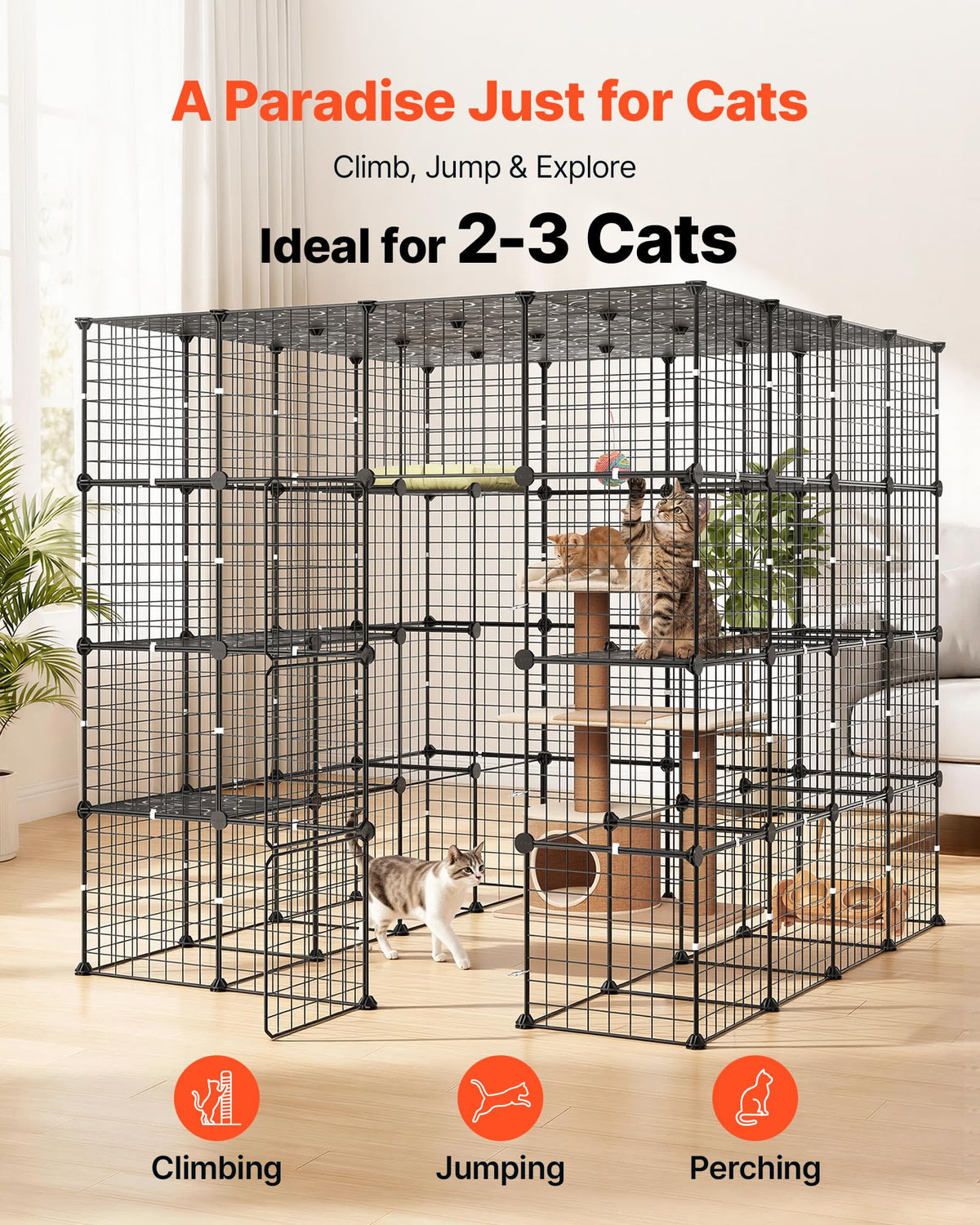 4-Tier Metal Wire Cat Cage with 3 Doors W676