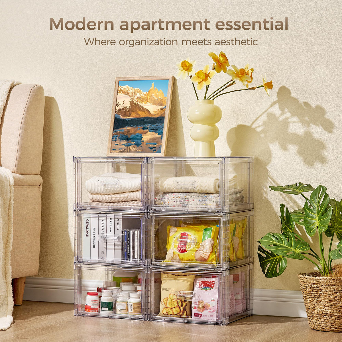 Clear Stackable Storage Drawers 4 Pack 15QT L74834