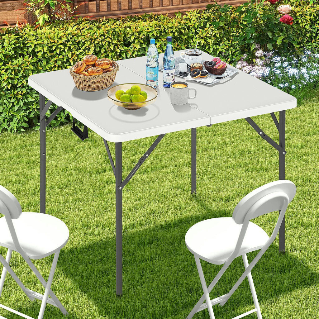 34" Square Plastic Folding Card Table with Carrying Handle V9432