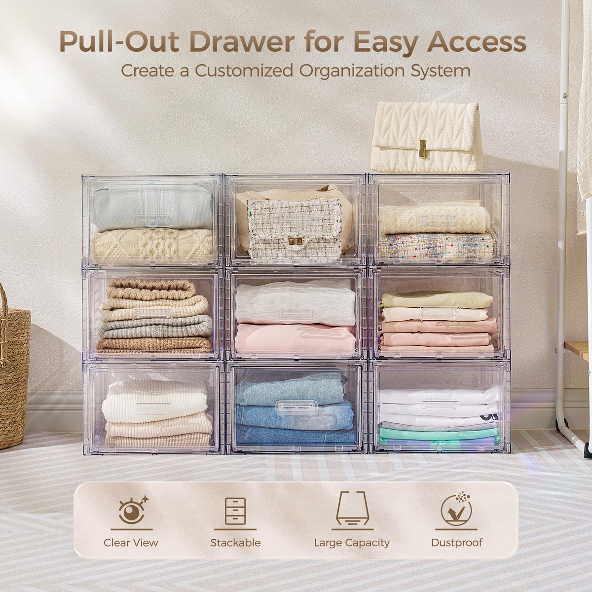 Clear Stackable Storage Drawers 4 Pack 15QT L74834