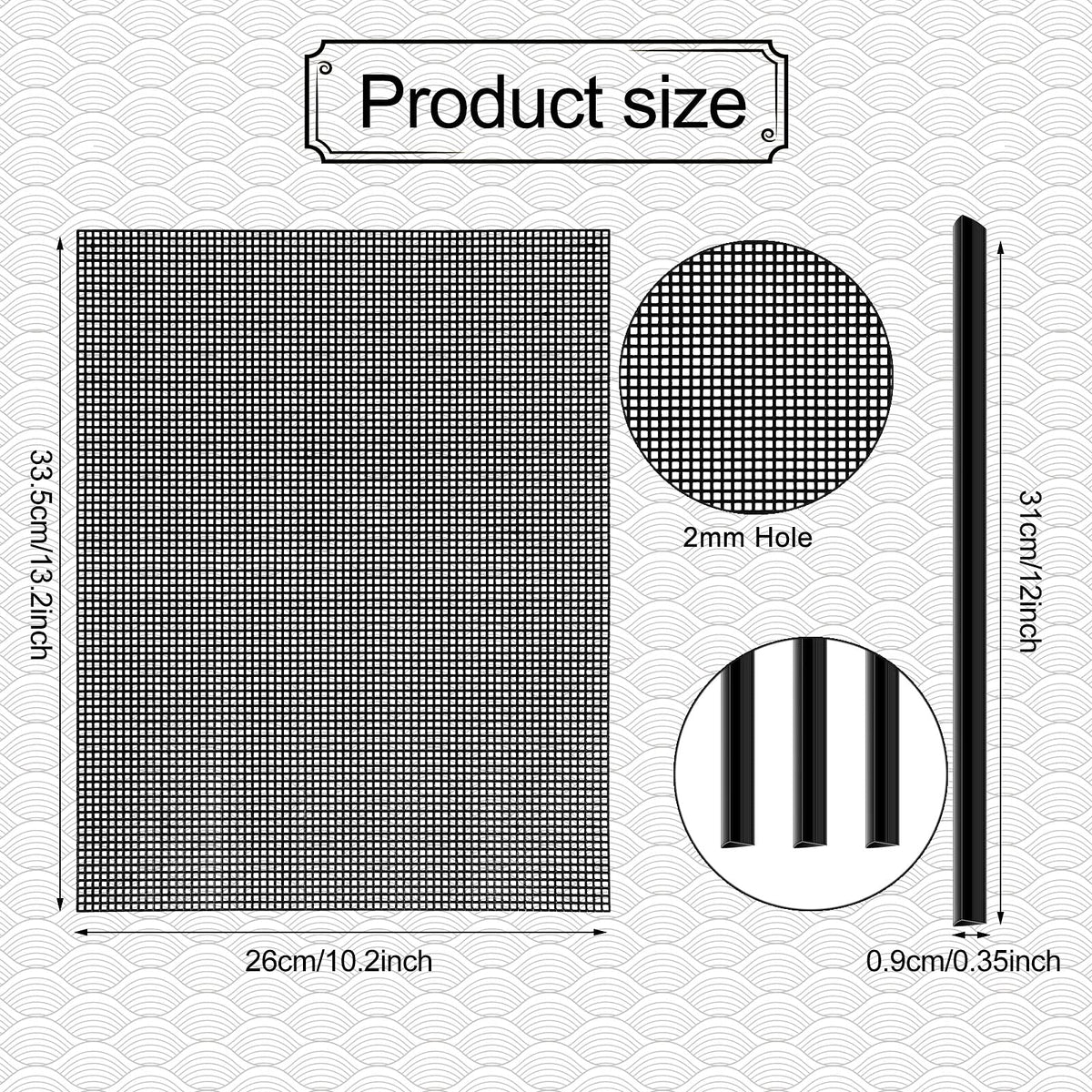 Black 4 Pcs Plastic Mesh Sheets W5291