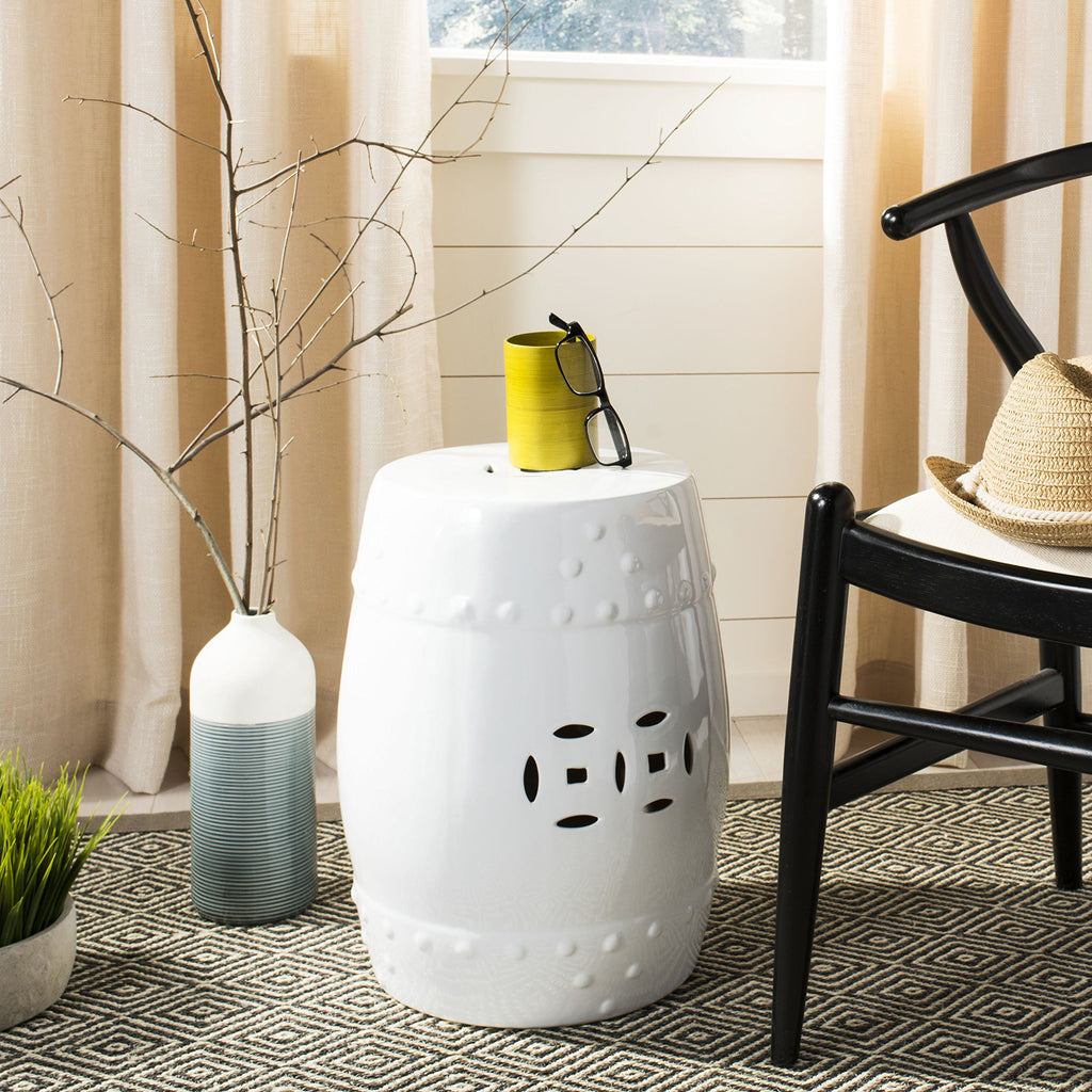 White Ceramic Garden Stool A874