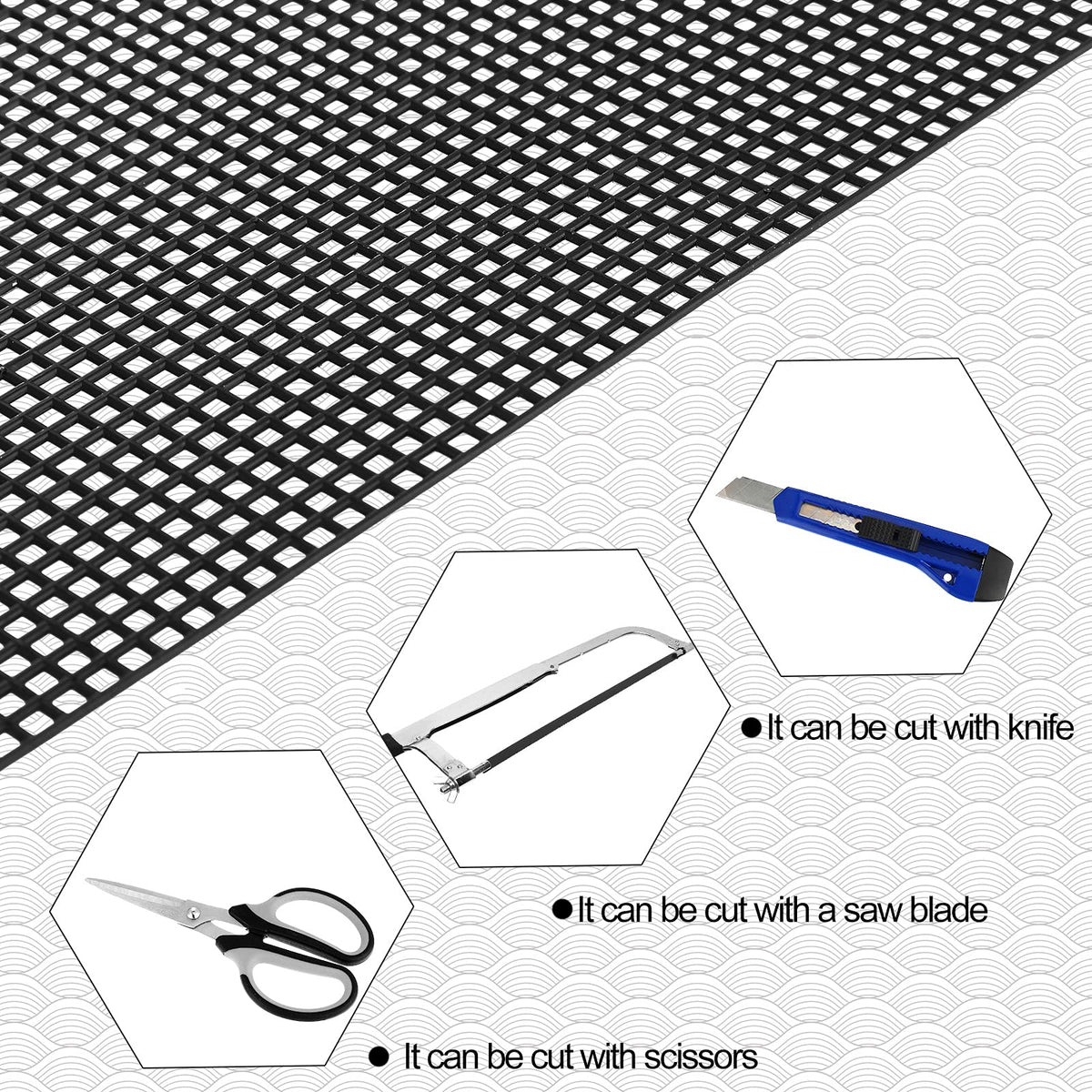 Black 4 Pcs Plastic Mesh Sheets W5291