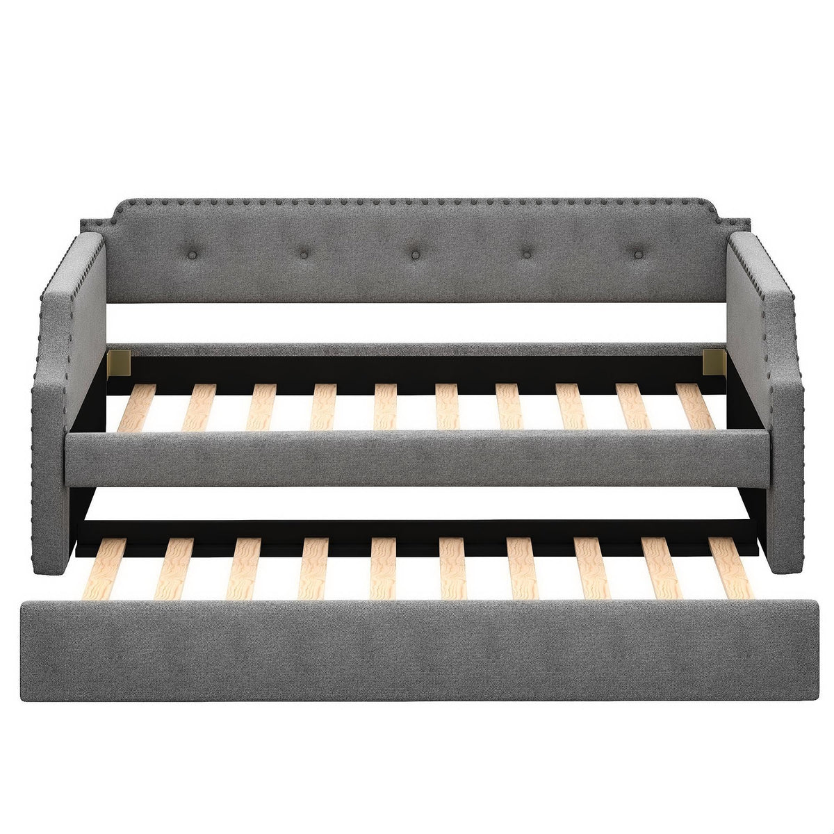 Gray Linen Upholstered Twin Daybed with Trundle X867