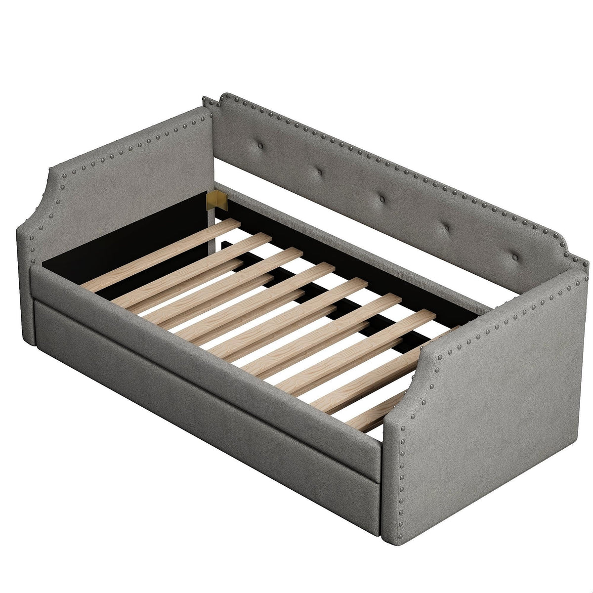 Gray Linen Upholstered Twin Daybed with Trundle X867