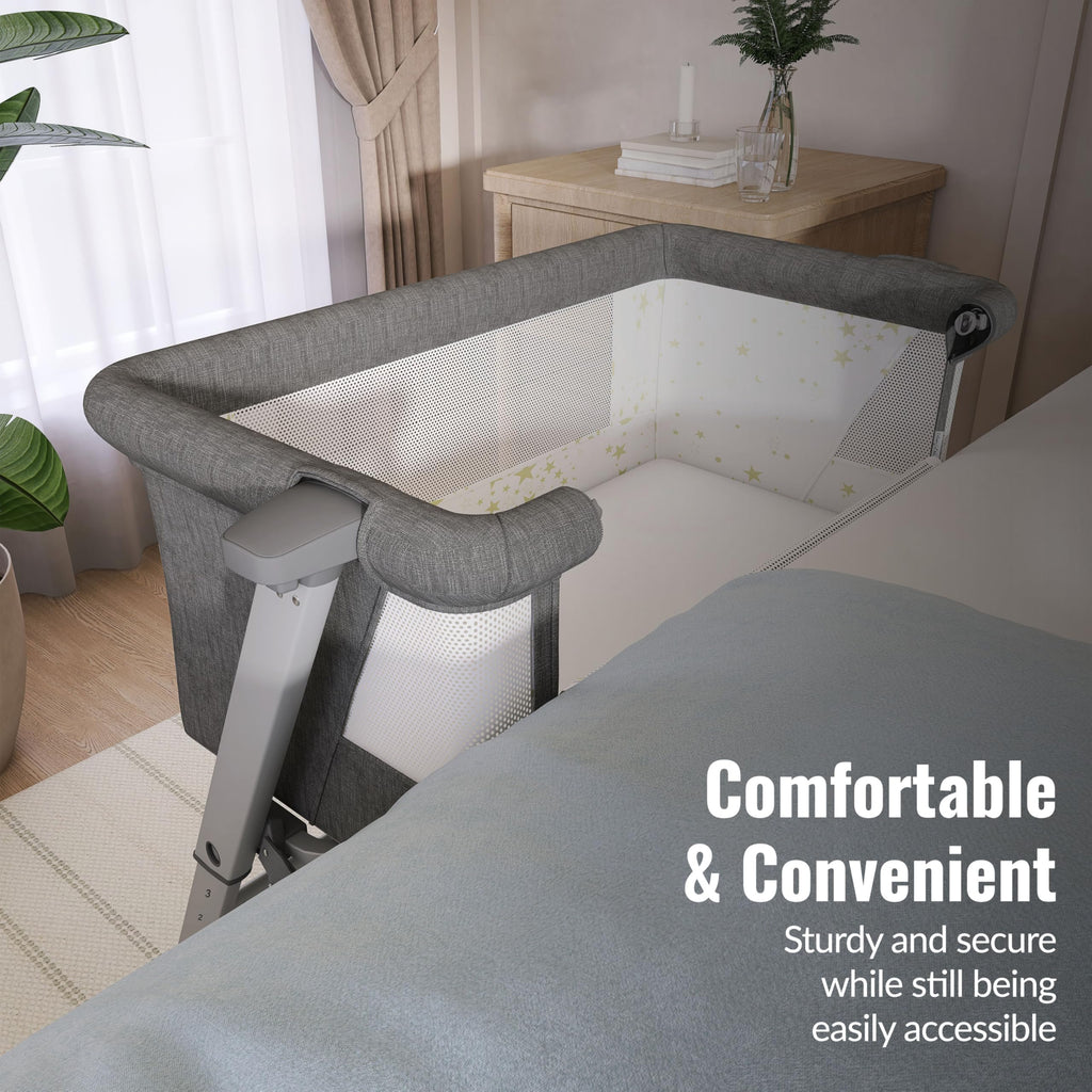 Grey Adjustable Height Bassinet & Bedside Sleeper X76381